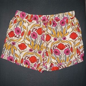 Rachel Zoe High Waist Floral Shorts - Red, Pink, Yellow